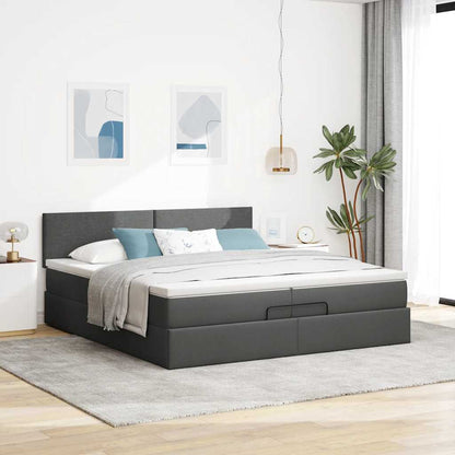 Ottoman bed met matras 200x200 cm stof donkergrijs