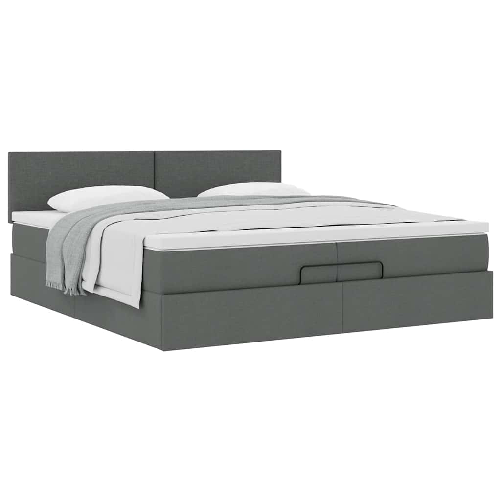 Ottoman bed met matras 200x200 cm stof donkergrijs