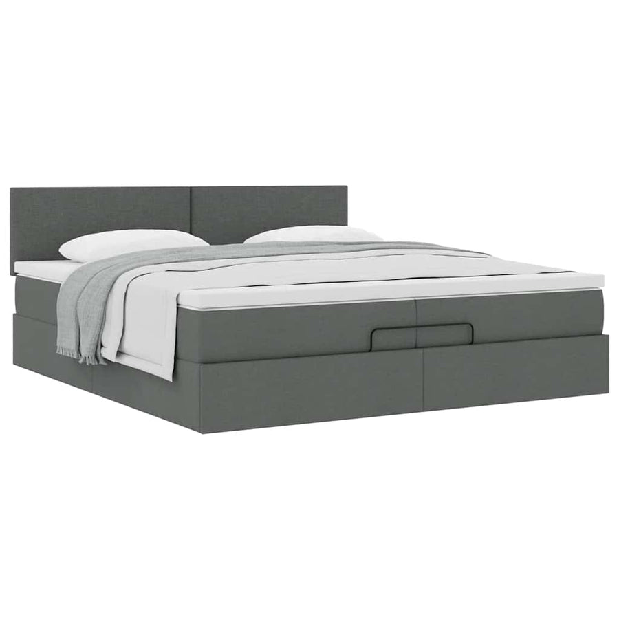 Ottoman bed met matras 200x200 cm stof donkergrijs