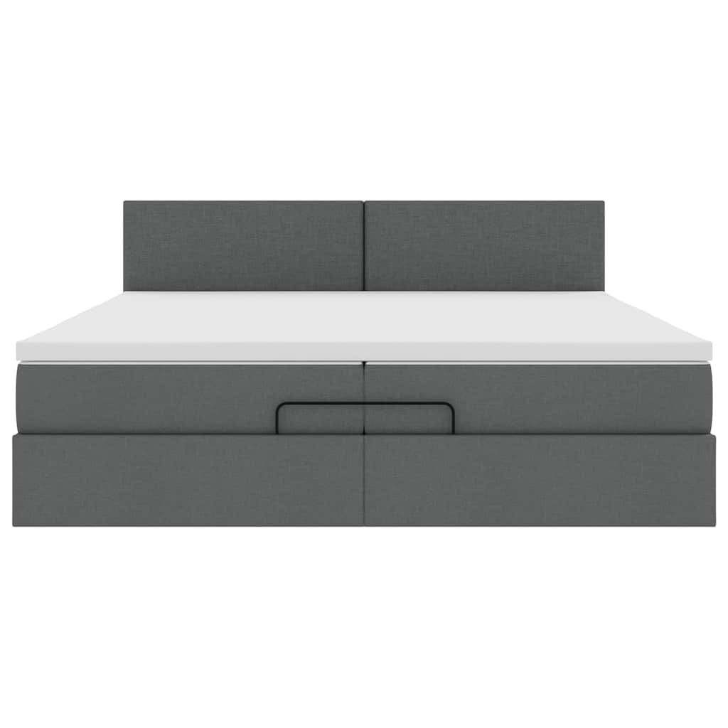 Ottoman bed met matras 200x200 cm stof donkergrijs
