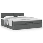 Ottoman bed with mattress 200x200 cm dark gray fabric