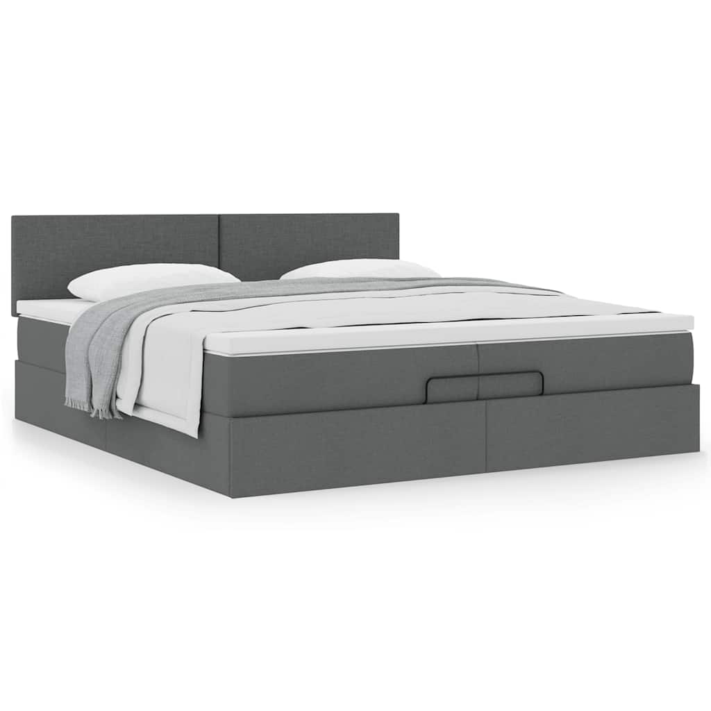 Ottoman bed met matras 200x200 cm stof donkergrijs