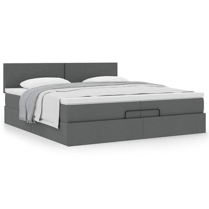 Ottoman bed met matras 200x200 cm stof donkergrijs