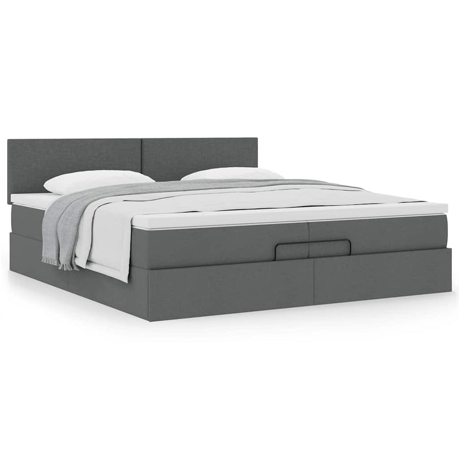 Ottoman bed met matras 200x200 cm stof donkergrijs