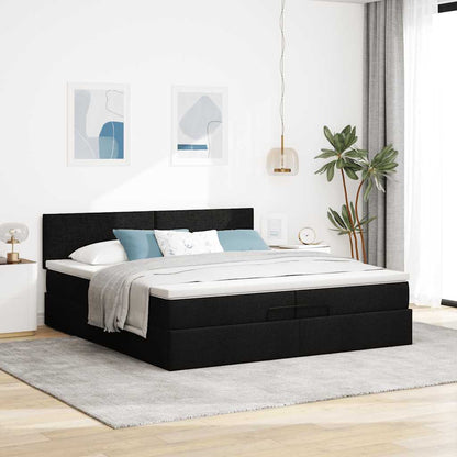 Ottoman bed met matras 200x200 cm stof zwart