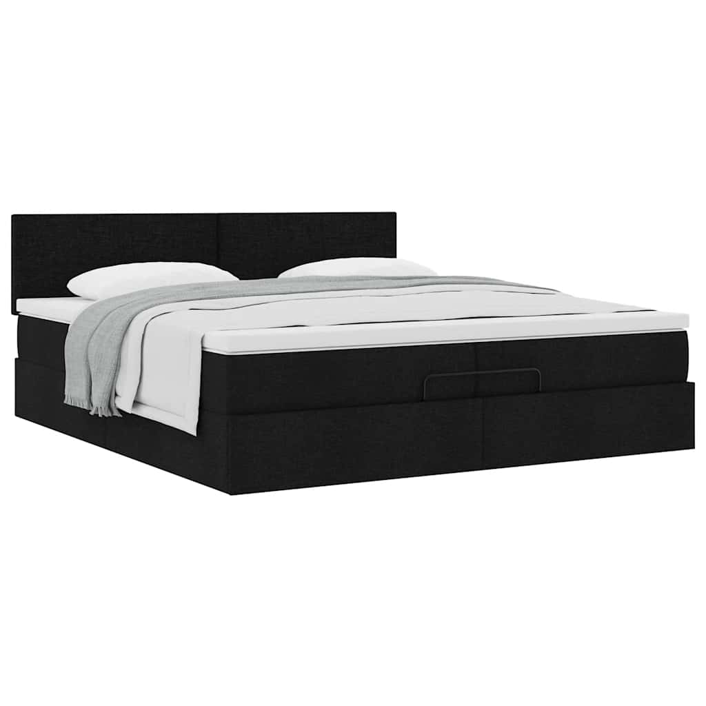 Ottoman bed met matras 200x200 cm stof zwart