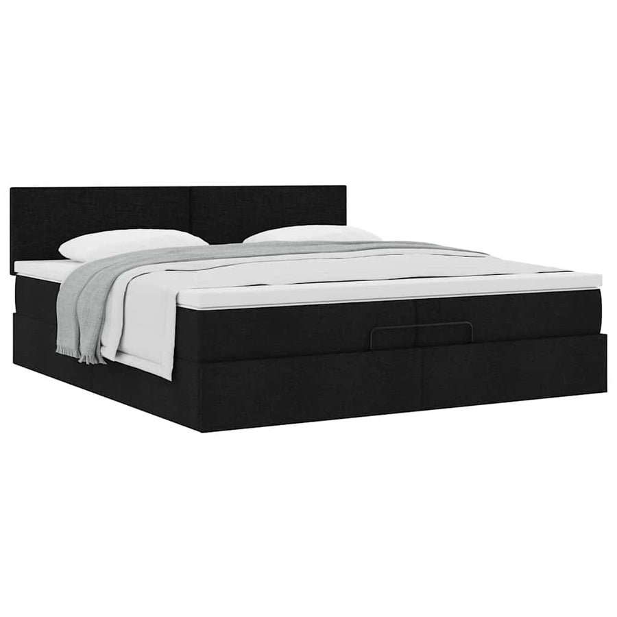 Ottoman bed met matras 200x200 cm stof zwart