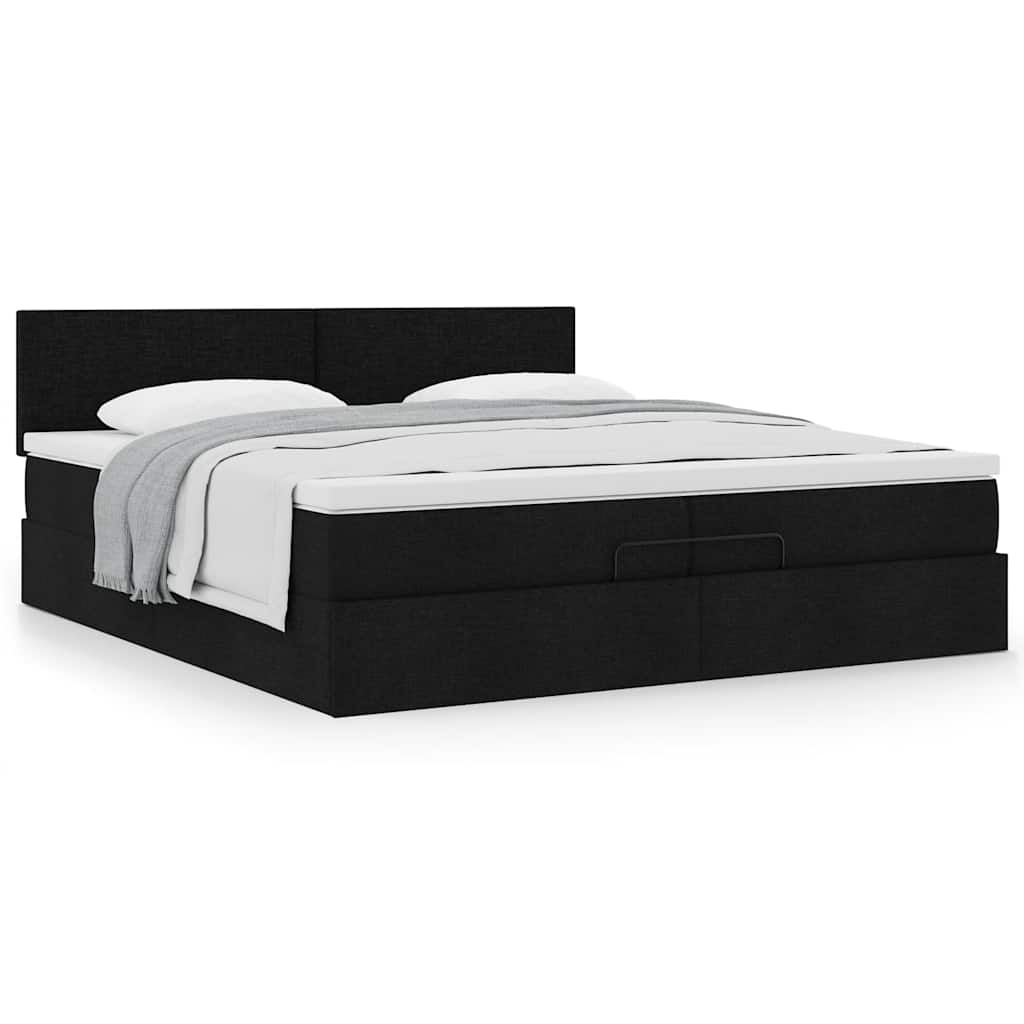 Ottoman bed met matras 200x200 cm stof zwart