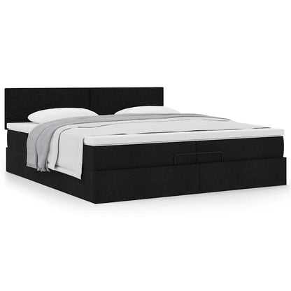 Ottoman bed met matras 200x200 cm stof zwart