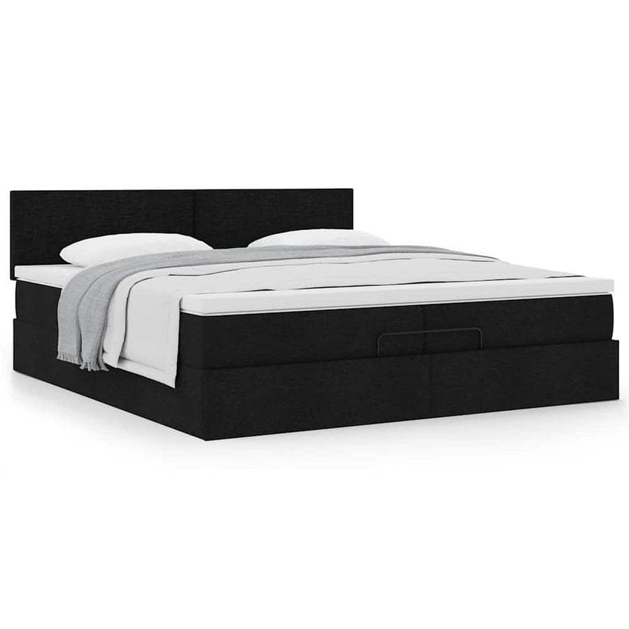 Ottoman bed met matras 200x200 cm stof zwart