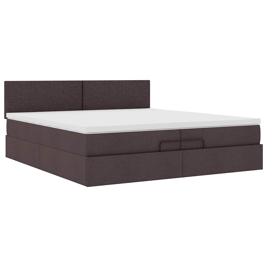 Ottoman bed met matras 200x200 cm stof donkerbruin