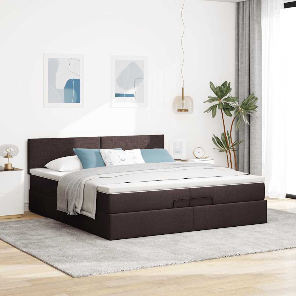 Ottoman bed met matras 200x200 cm stof donkerbruin