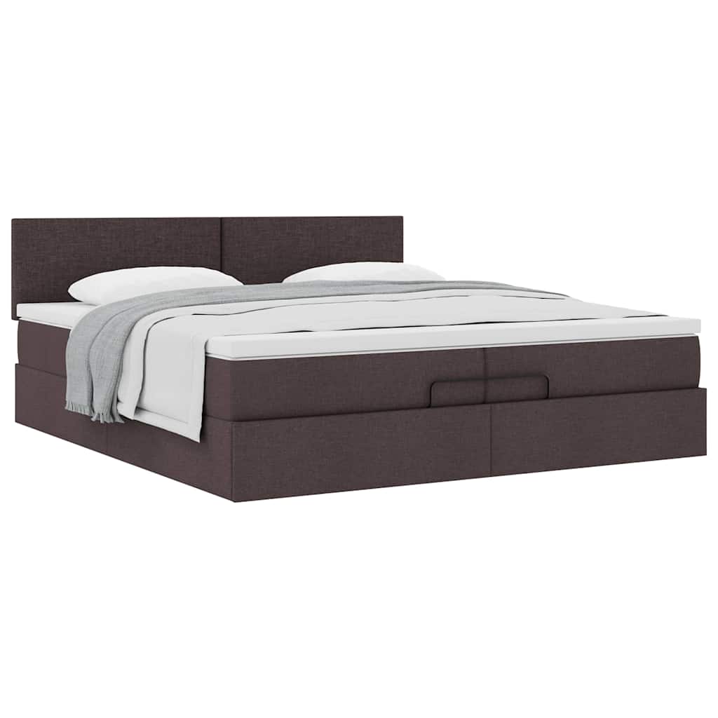 Ottoman bed met matras 200x200 cm stof donkerbruin