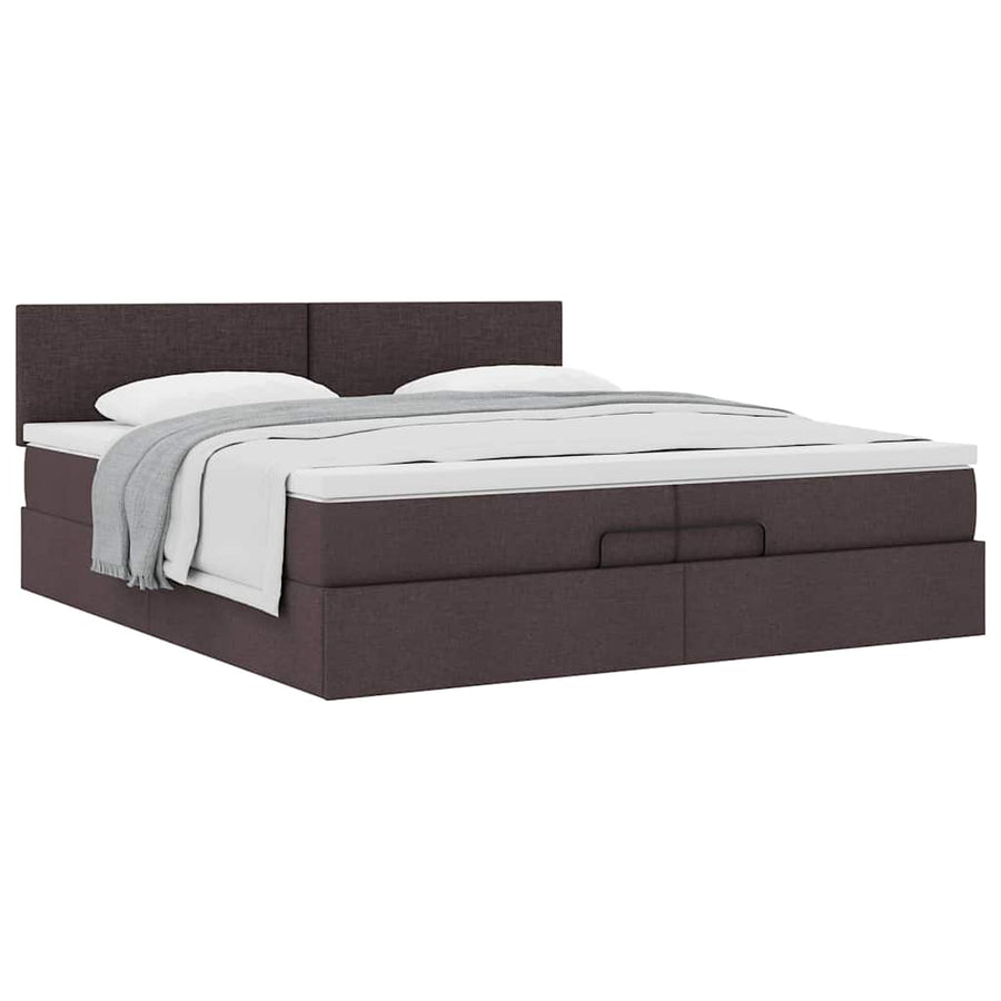 Ottoman bed met matras 200x200 cm stof donkerbruin