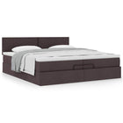 Ottoman bed with mattress 200x200 cm dark brown fabric