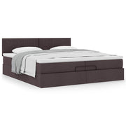 Ottoman bed with mattress 200x200 cm dark brown fabric