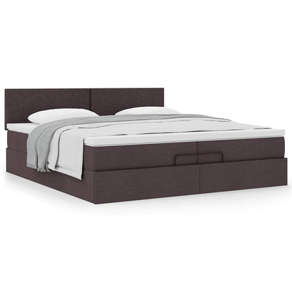 Ottoman bed met matras 200x200 cm stof donkerbruin