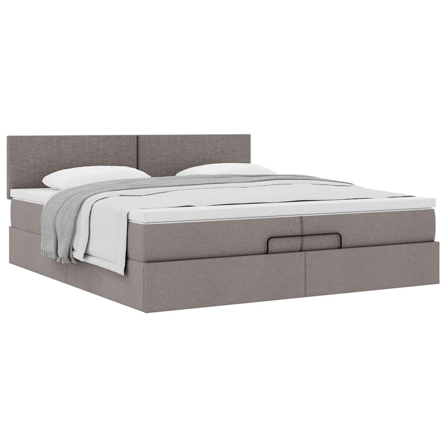 Ottoman bed met matras 200x200 cm stof taupe