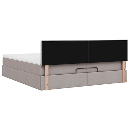 Ottoman bed met matras 200x200 cm stof taupe
