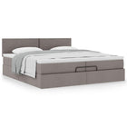 Ottoman bed with mattress 200x200 cm fabric taupe