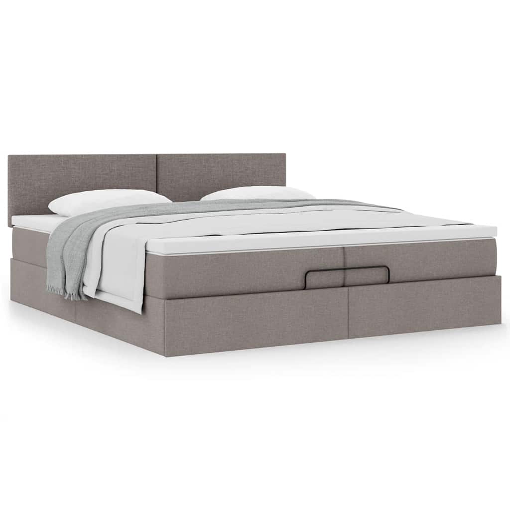 Ottoman bed met matras 200x200 cm stof taupe