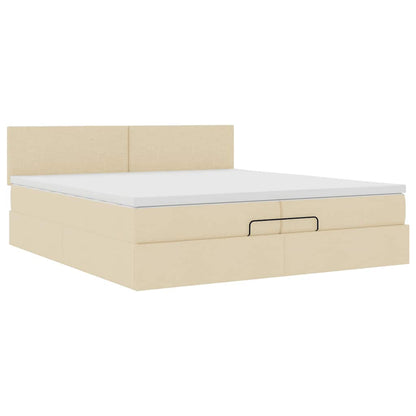 Ottoman bed met matras 200x200 cm stof crèmekleurig