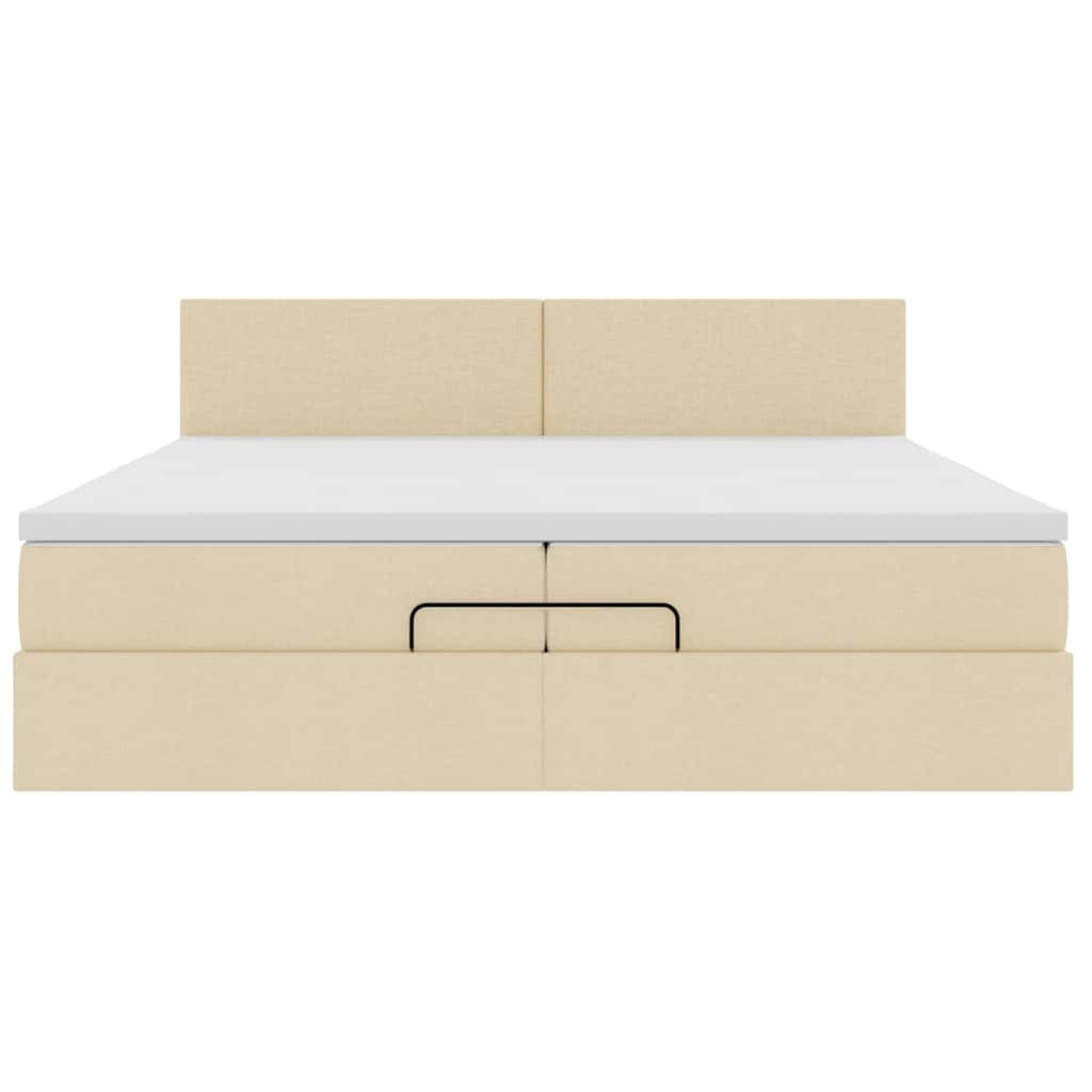 Ottoman bed met matras 200x200 cm stof crèmekleurig