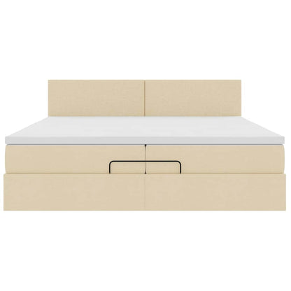 Ottoman bed met matras 200x200 cm stof crèmekleurig