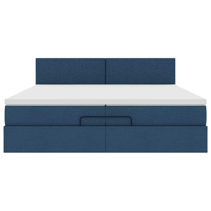 Ottoman bed met matras 200x200 cm stof blauw