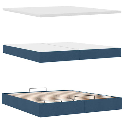 Ottoman bed met matras 200x200 cm stof blauw