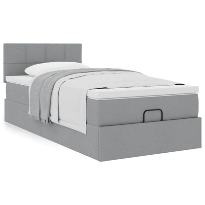 Ottoman bed met matras 80x200cm stof lichtgrijs