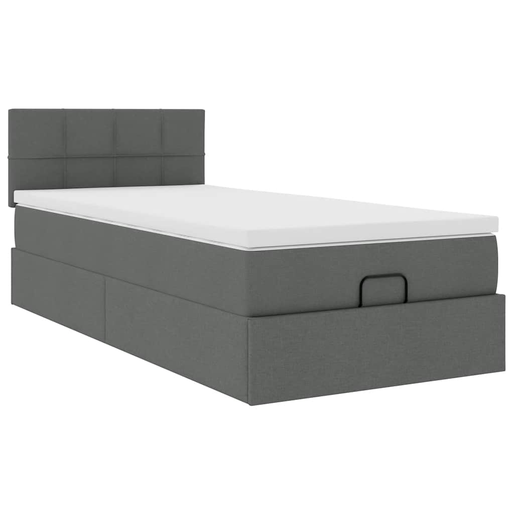 Ottoman bed met matras 80x200cm stof donkergrijs