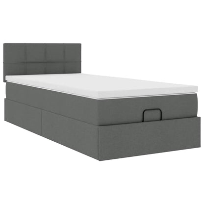 Ottoman bed met matras 80x200cm stof donkergrijs