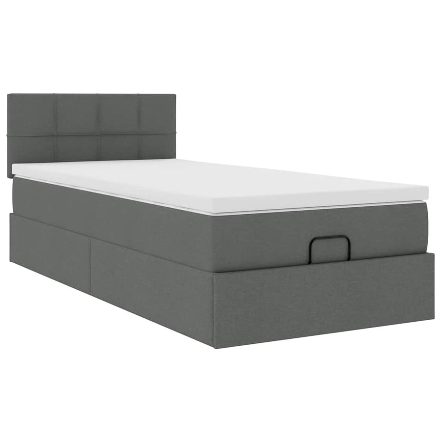 Ottoman bed met matras 80x200cm stof donkergrijs