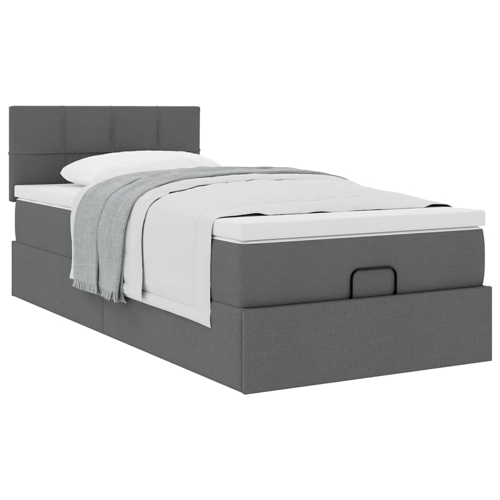 Ottoman bed met matras 80x200cm stof donkergrijs