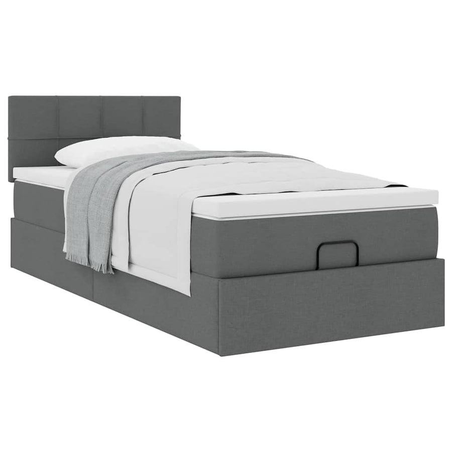 Ottoman bed met matras 80x200cm stof donkergrijs