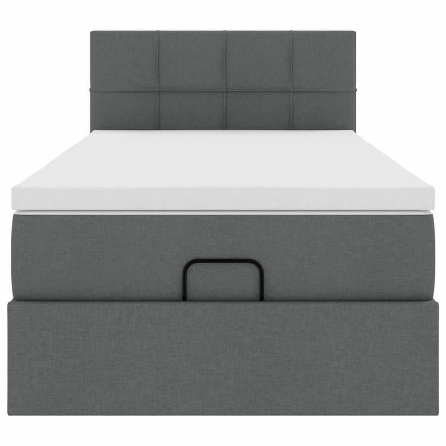 Ottoman bed met matras 80x200cm stof donkergrijs
