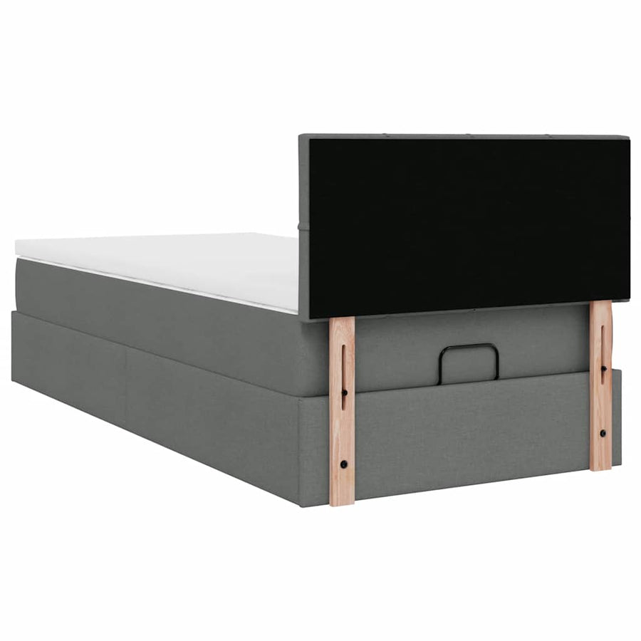 Ottoman bed met matras 80x200cm stof donkergrijs