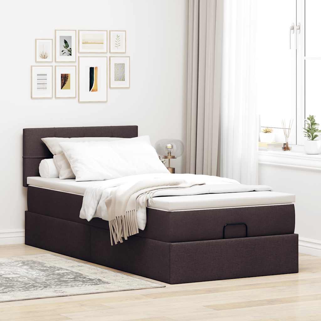 Ottoman bed met matras 80x200cm stof donkerbruin