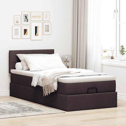 Ottoman bed met matras 80x200cm stof donkerbruin