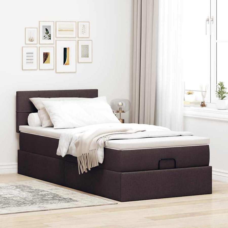 Ottoman bed met matras 80x200cm stof donkerbruin