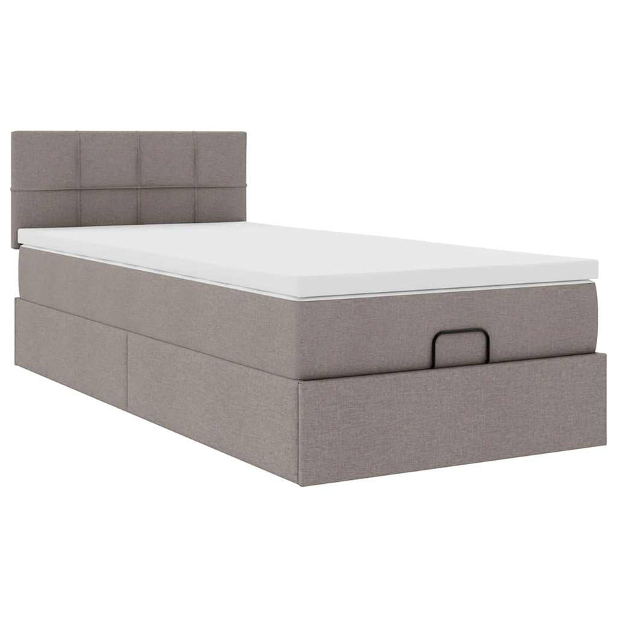 Ottoman bed met matras 80x200cm stof taupe