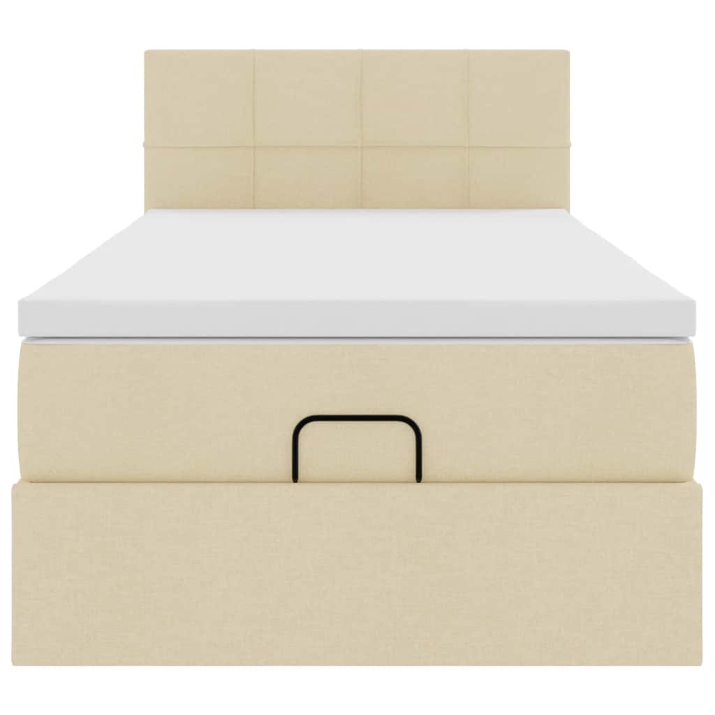 Ottoman bed met matras 80x200cm stof crèmekleurig