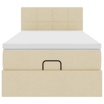 Ottoman bed met matras 80x200cm stof crèmekleurig
