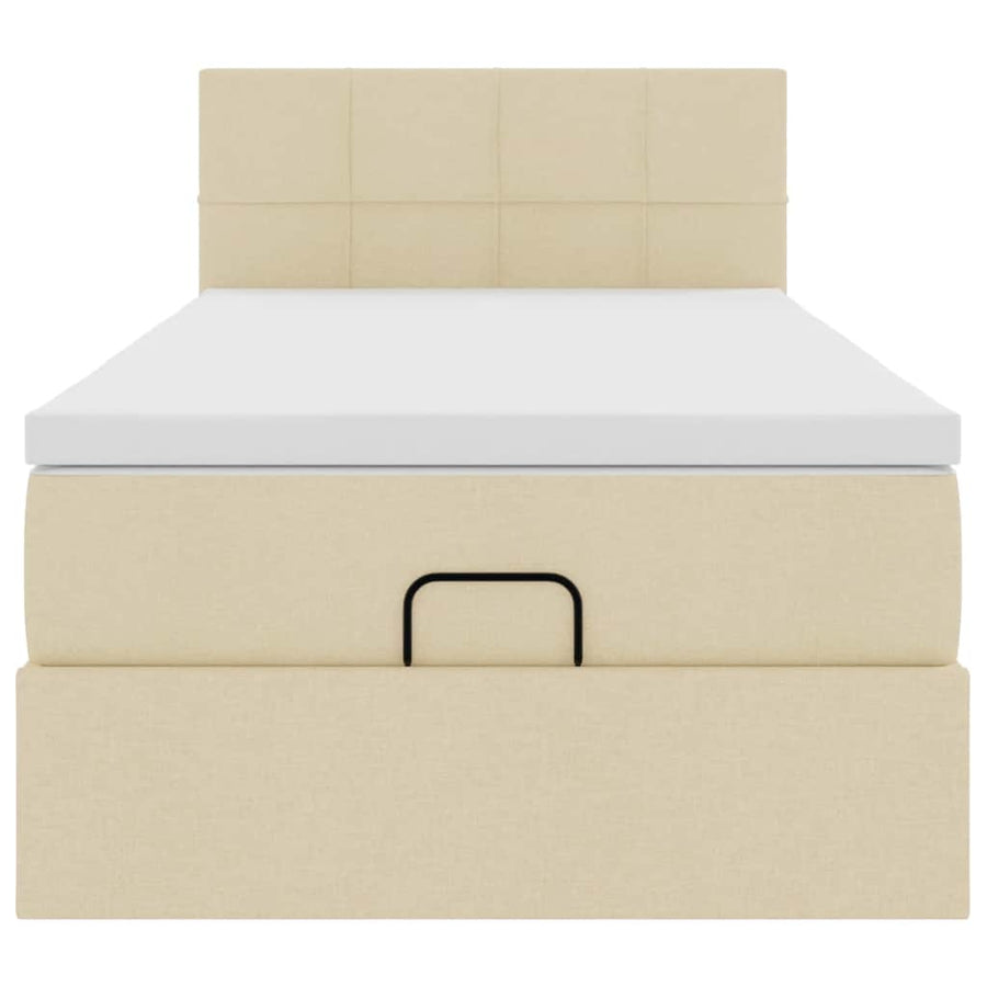 Ottoman bed met matras 80x200cm stof crèmekleurig
