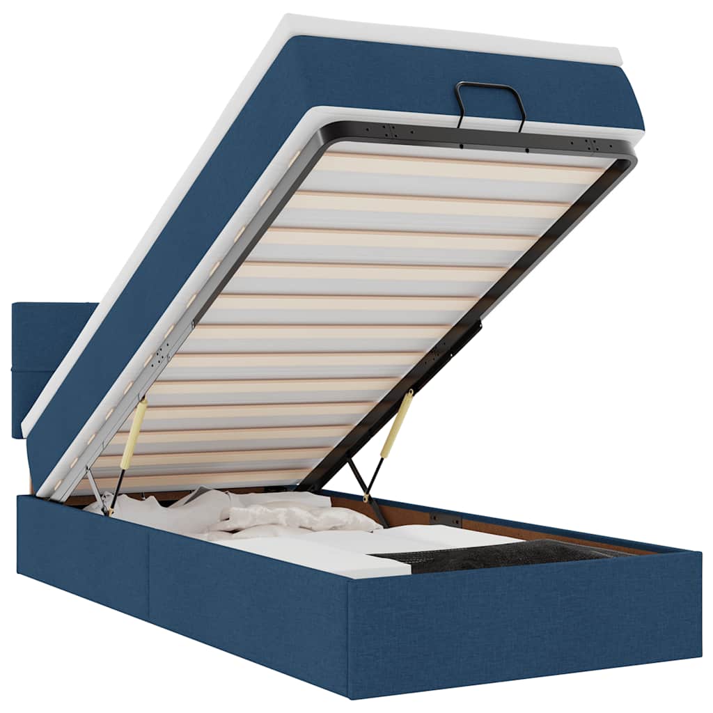 Ottoman bed met matras 80x200cm stof blauw