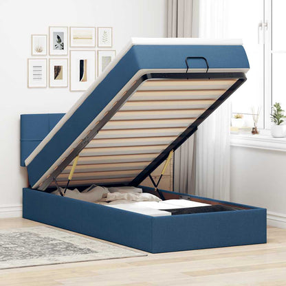 Ottoman bed met matras 80x200cm stof blauw