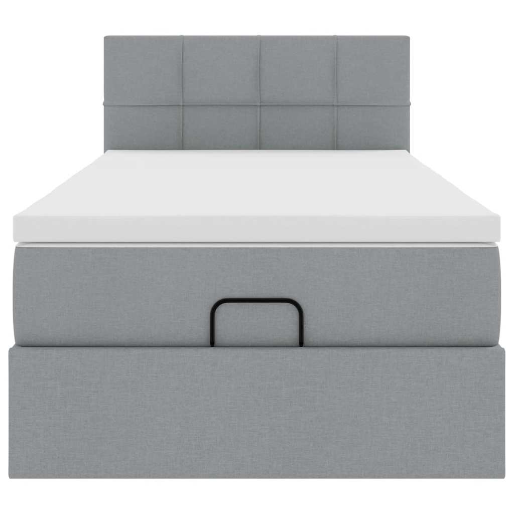 Ottoman bed met matras 90x190cm stof lichtgrijs