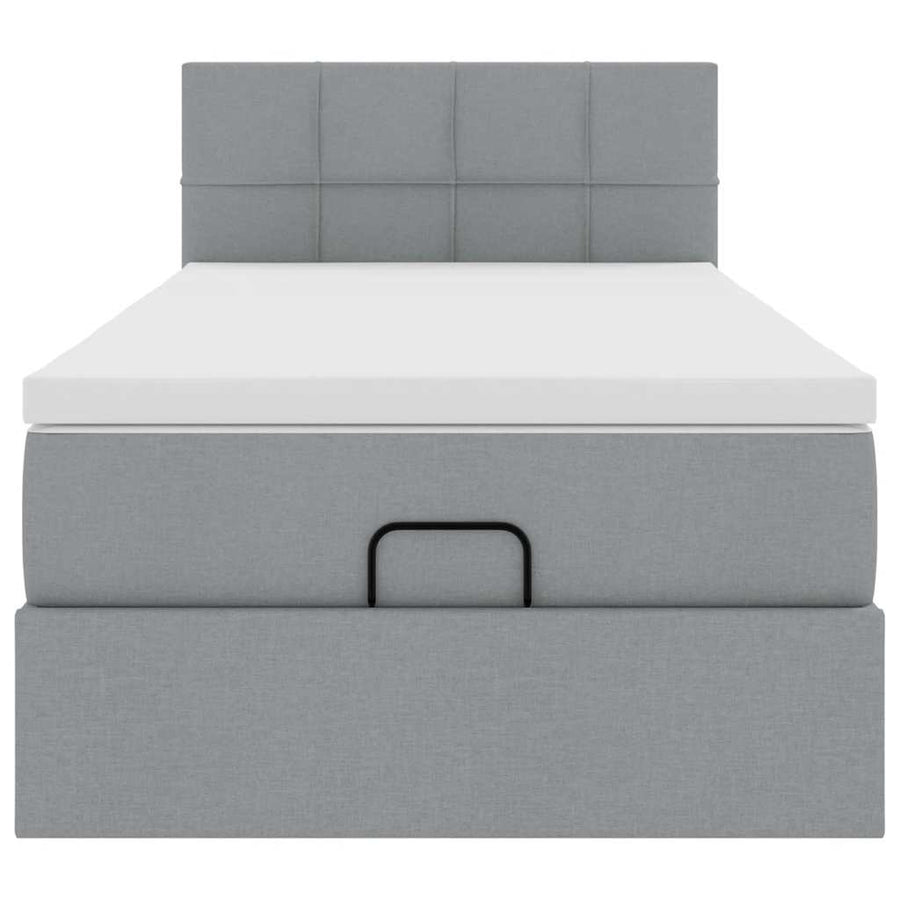 Ottoman bed met matras 90x190cm stof lichtgrijs