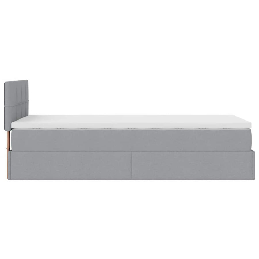Ottoman bed met matras 90x190cm stof lichtgrijs